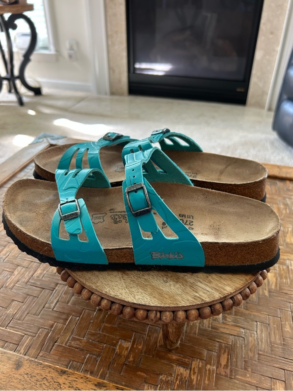 Birkenstock Birki Sea Blue/Turquoise Strappy Women's Sandals - Picture 5 of 10